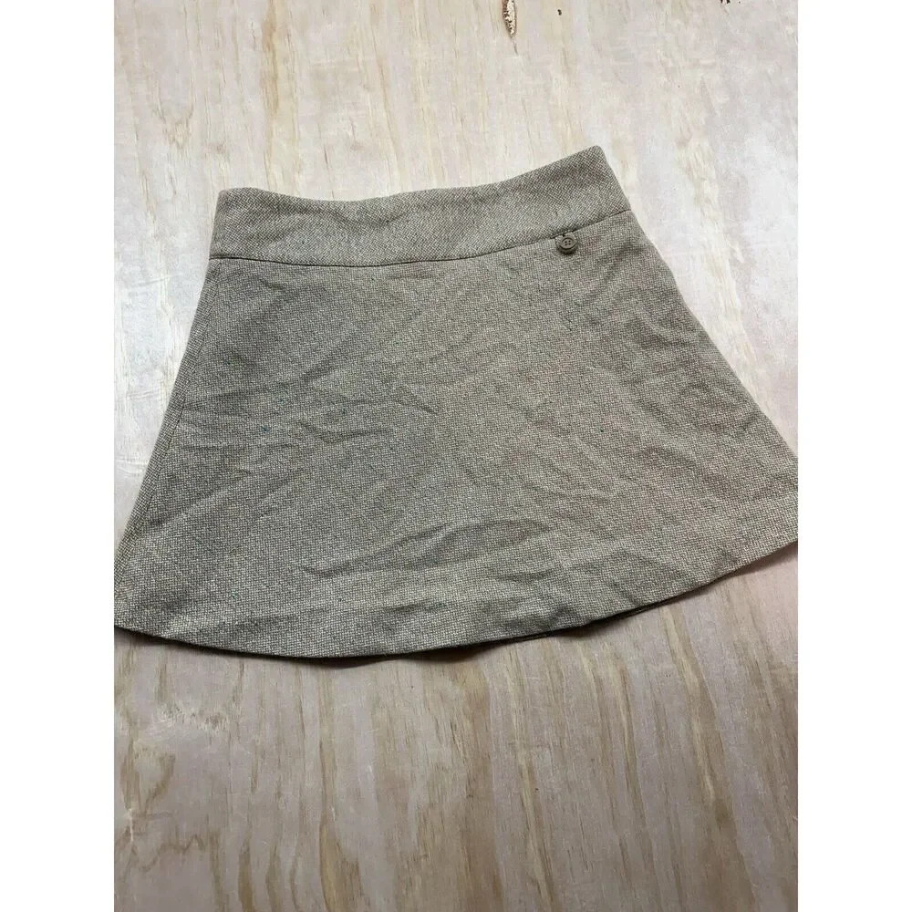 Gap Stretch Mini Skirt Wool Blend‎ Size 6 Beige Lined Zip Up